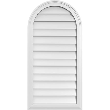 Ekena Millwork Round Top Surface Mount PVC Gable Vent w/ 2"W x 1-1/2"P Brickmould Frame, 20"W x 40"H GVPRT20X4002SN